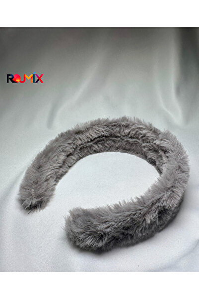 Rojmix Gri Tüylü Peluş Taç
