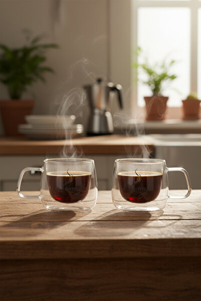 Amandus Pera - Double Wall Double Glass Cup Home Office Cup Heat Insulated Cu...