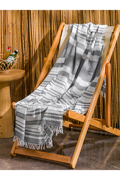LC Waikiki Nevavm Fringed Peshtamal Towel with Line Detail 90X165 cm