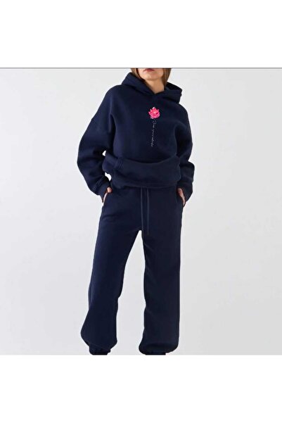 tkn your style Women's Bottom Top Set Lotus Flower Fashion Print Design Hoode...