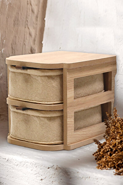 Saatistan Keçe 2 Çekmeceli Takı ve Kozmetik Düzenleyici Masaüstü Organizer