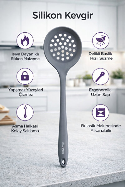 Single Sert Uçlu Kevgir Isıya Dayanıklı Yanmaz Yapışmaz