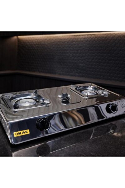 OKAE Stainless Steel Gas Stove 2 Burners Automatic