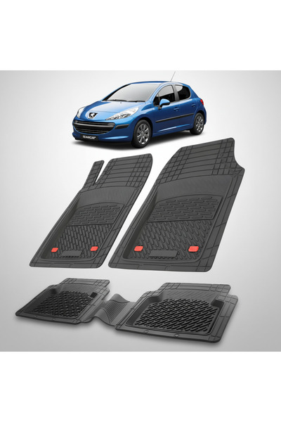 TEAMCAR Автомобилни стелки тип тава, съвместими с Peugeot 207 Хечбек (5 врати...