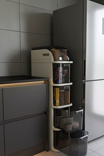 Begin Power خزانة مطبخ من 5 طبقات، منظم خزانة المطبخ، خزانة منظمة محمولة بغطا...