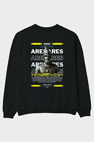 Ankhises Hanorac supradimensionat negru cu imprimeu pe spate Ares 1 Mythology...