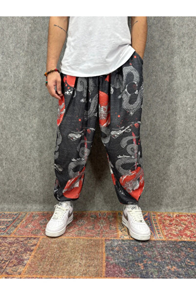 FıttingRoom Elastic Waist Pleated Patterned Half-Shalwar