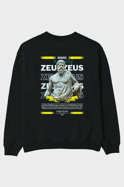 Ankhises Zeus 1 Митология Гръб Печат Черно Оверсайз Суитшърт Мъже Жени Колоез...