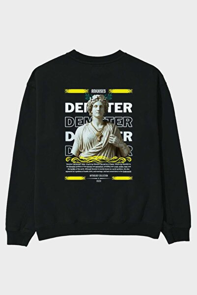 Ankhises Demeter 2 Mythology Back Printed Black Oversize Sweatshirt Men Women...