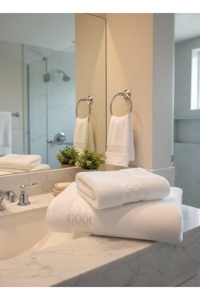 Özdilek Elissa Bath Towel Set- 70X140 Cm+50X80 Cm- White