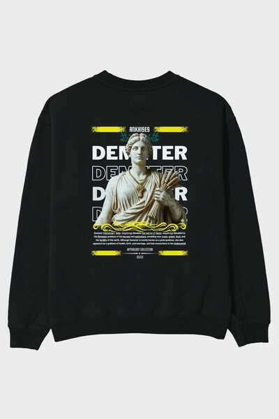 Ankhises Demeter 1 Mythology Back Printed Black Oversize Sweatshirt Men Women...