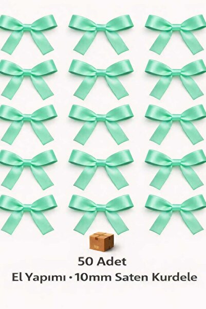 FIRAT.FİYONK 1 CM 50 ADET SU YESİLİ 1 CM HAZIR SATEN FİYONK