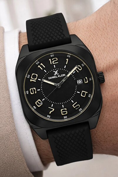 Daniel Klein Silicone Cord Steel Case Calendar Men's Wristwatch Wrist Bracele...