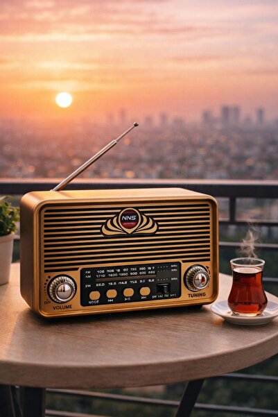 Zineets Nostaljik Radyo Fm Ahşap Görünümlü Bluetooth Hoparlör Ahşap Renk Vint...