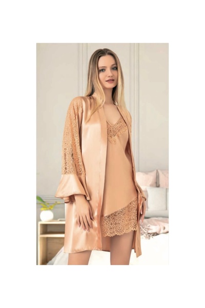 Redsaks Premium Lace Detailed Nightgown and Robe Set