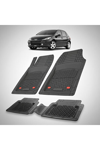 TEAMCAR Car Mats Compatible with Peugeot 307 FL (5 doors 2005-2008) Black