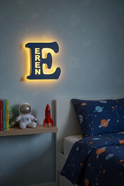 Runc Design Kişiye Özel İsimli Harf Gece Lambası -Çocuk Odası Duvar Dekorasyo...