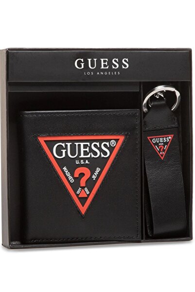 Guess Set Guess: Breloc din piele, Negru + Daelon, Portofel din piele, Portof...