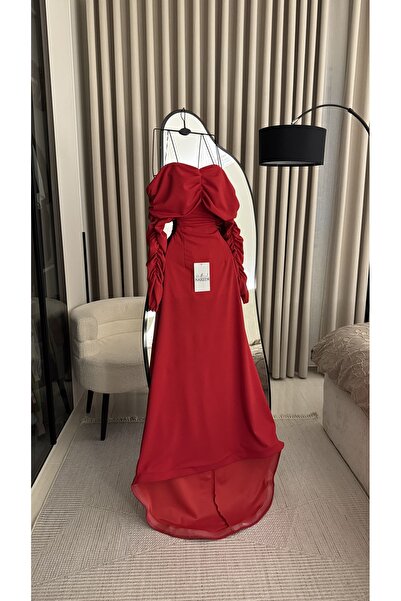 Nareen Fashion A stylish red dress with an eye-catching design that combines ...