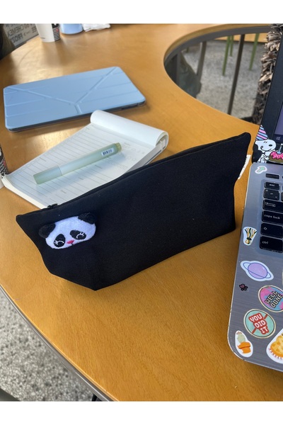 sumicorn Siyah Sevimli Panda Yıkanabilir Fermuarlı Tek Gözlü Kalemlik Kalem K...