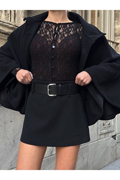 LAVRE Geniş Kemer Detaylı Şort Etek