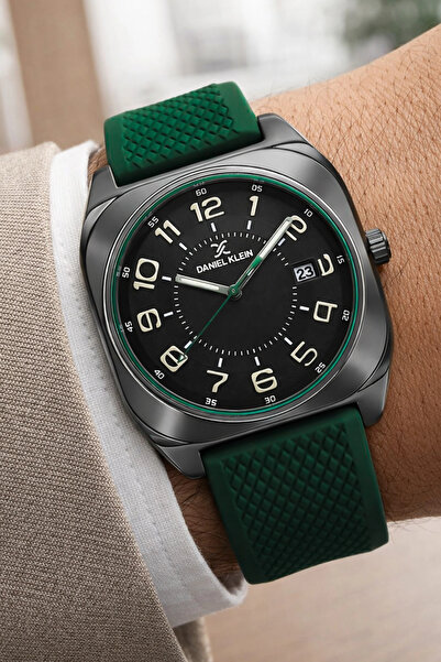 Daniel Klein Silicone Cord Steel Case Calendar Men's Wristwatch Wrist Bracele...