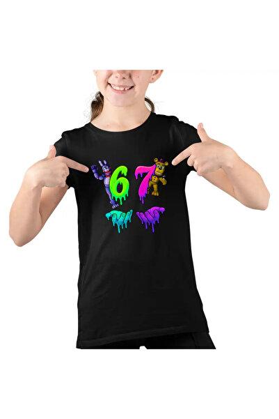 OEM Tricou Copii Fete Fnaf Six Seven Five Nights at Freddy Horror Halloween
