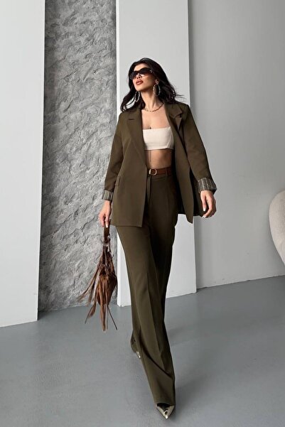 Potenza Set de două piese pentru femei, cu curea, cu dungi, căptușit, cu buzu...