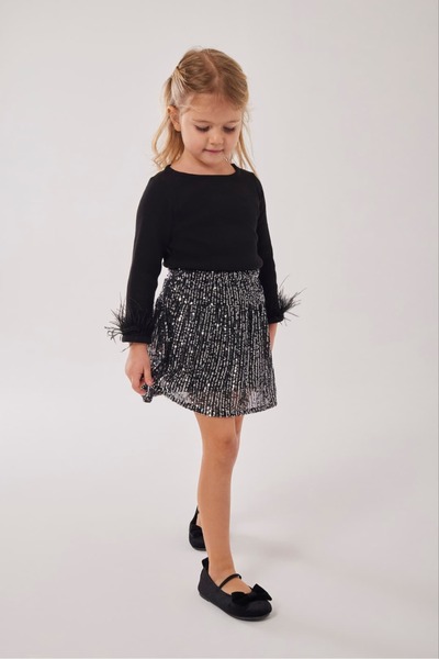 Pinkitokids Set pentru fete: Bluză Otrişli și Fustă cu paiete