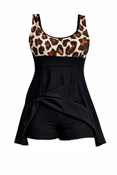 CUPSEA ملابس سباحة نسائية بتصميم الفهد مع تنورة قصيرة