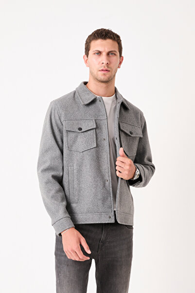 RUVEN TEKSTİL Men's Shirt Collar Top Pocket Short Coat