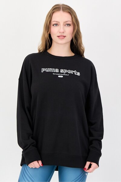 Puma سويت شيرت رياضي نسائي بأكمام طويلة مناسب للخارج، أسود