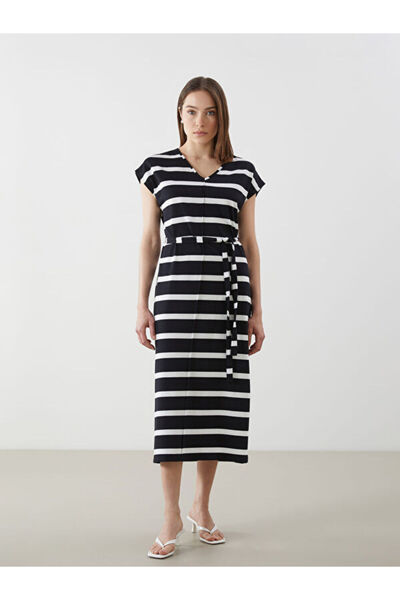 LC Waikiki Rmz Gi̇yi̇m Farkiyla V Planted Striped Women's Dress