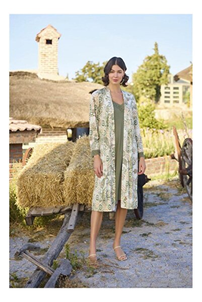 byasafkids Ethnic Patterned and Lace Detailed Plus Size Dressing Gown Set