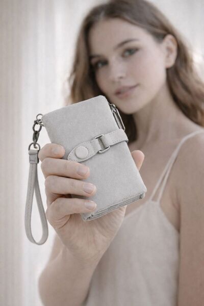 Lexa Aksesuar Soft Imported Leather Nubuck Multi-Use Wallet with Plenty of Ca...