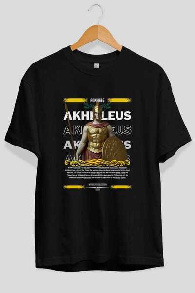 Ankhises Akhilleus 1 Mitology Tricou oversize negru cu imprimeu frontal Bărba...