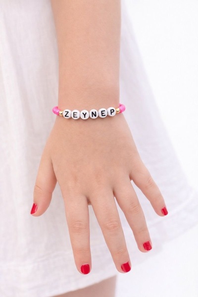 Beksy Accessory İsme Özel Kişiye Özel Boncuk Harfli Ayarlanabilir Çocuk Bilek...