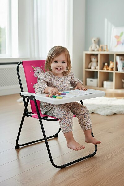Exent Kids 2–6 Yaş, Rainbow Unicorn Katlanır Portatif Çalışma Masası ve Sanda...