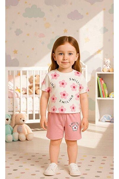 Milanlı Kids طقم صيفي قطني علوي وسفلي للفتيات