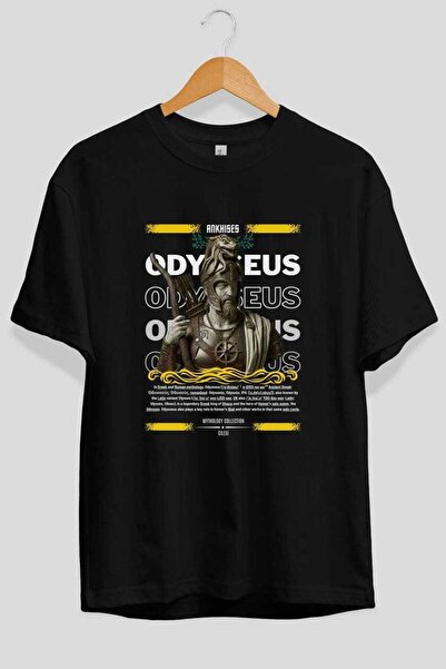 Ankhises Odysseus 2 Mitology Tricou negru supradimensionat cu imprimeu fronta...