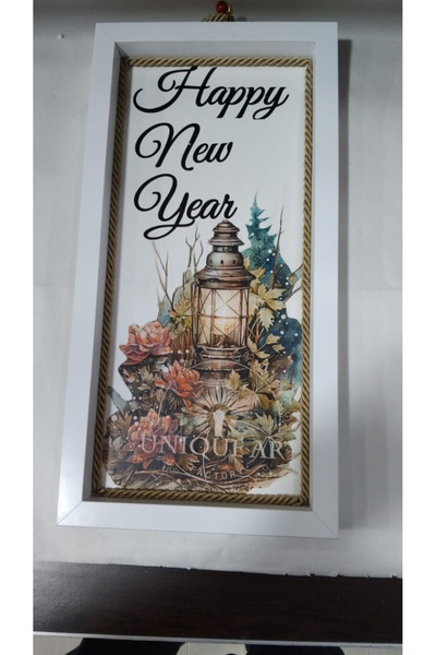 esdekor إطار أبيض مستطيل الشكل مقاس 40x20 سم مصنوع يدويًا لعيد الميلاد قطعة و...