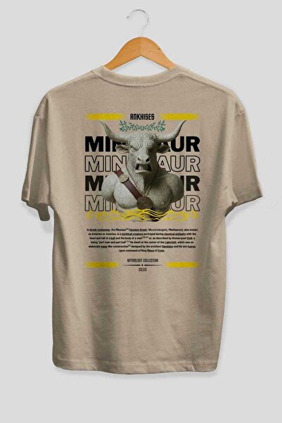 Ankhises Minotaur 1 Mythology Back Printed Oversized T-Shirt Men Women Cotton...