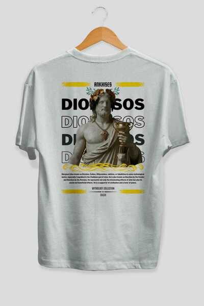 Ankhises Tricou Dionysos 2 Mythology cu imprimeu pe spate, alb, supradimensio...