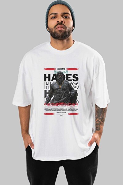 Ankhises Hades 1 Mitologija prednja strana Štampano Bela Oversize kroj T-shir...