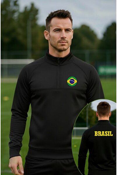 SARI BREZİLYA BRASIL YARIM FERMUARLI DALGIÇ KUMAŞ EŞOFMAN ÜSTÜ