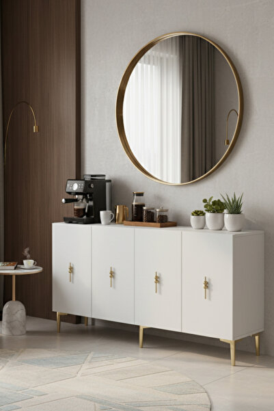 CENEYRA KA1527BG SALKIM150 KONSOL, KAHVE KÖŞESİ, TV SEHPASI VE DOLAP BEYAZ-GO...