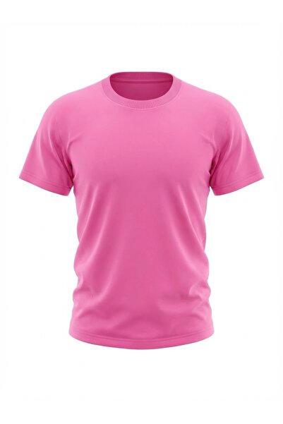 Ümiteks world of clothes Pink Crew Neck Short Sleeve Combed Cotton T-Shirt 0 ...