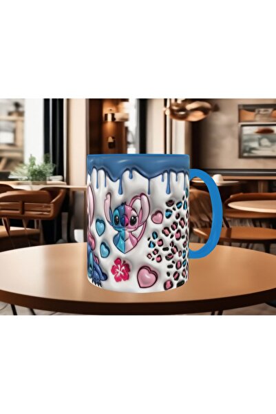 Mugs and love Stitch angel aşk sevgililer günü hediye kaliteli porselen kupa