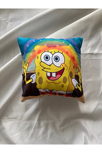 facnspt وسادة زخرفية بنمط قوس قزح من سبونج بوب سكوير بانتس - وسادة ملونة ومرح...