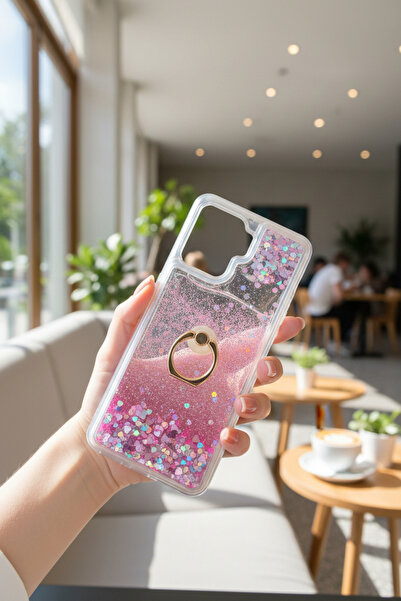 TeknolojiDepom Oppo Reno 5 Lite Sulu Simli Yüzüklü TDM Silikon Kapak